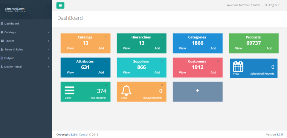 screenshot of B2Sell Product Information Management